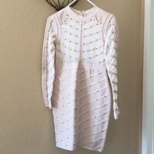 Gold stud long sleeve dress